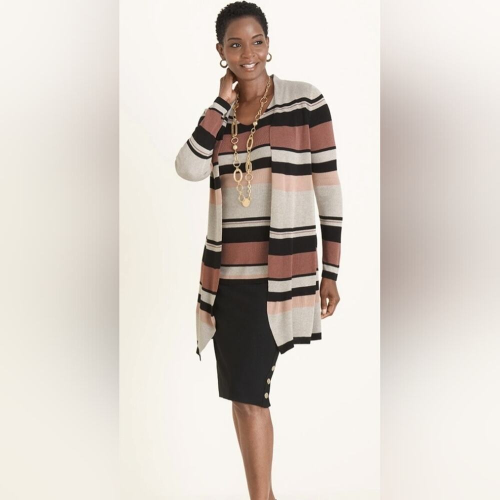 Chico's Multi-Colored Striped Cardigan Size 2 Large